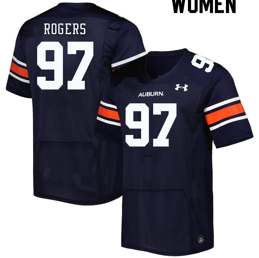 Women #97 Justin Rogers Auburn Tigers College Football Jerseys Stitched-Navy
